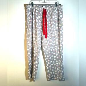 Gray Pajama Pants with Red Drawstring